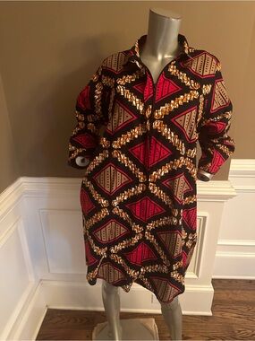 Ray Darren African Print Multicolored Dress Tunic Shift Dress Sz Large